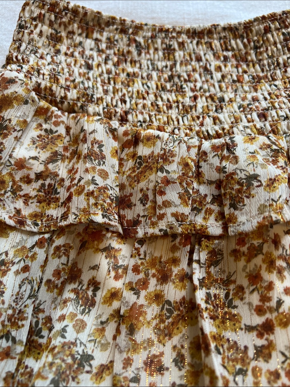 Altar’d State Tiered Floral Mini skort in Cream and Brown - Picture 2 of 7
